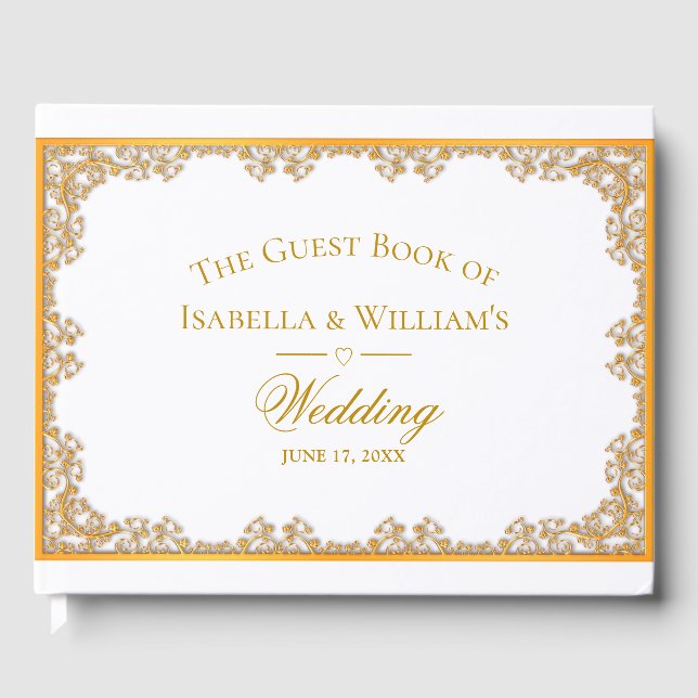 Livro De Visitas Casamento Dourado Elegante (Frente)