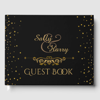 Livro De Visitas Casamento Dourado elegante | Pontos de Confetti Do