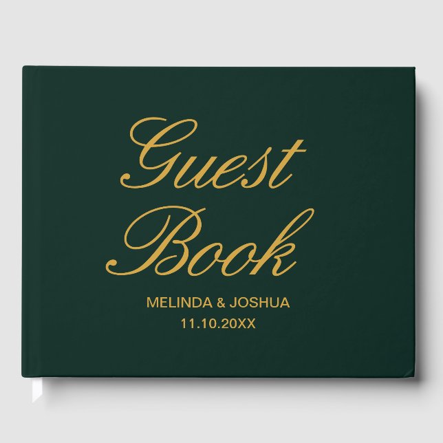 Livro De Visitas Casamento Dourado Emerald Green (Frente)