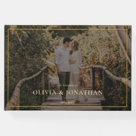 Livro De Visitas Casamento Dourado Mínimo de Foto Personalizado