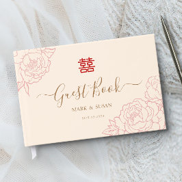Livro De Visitas Casamento Dupla Felicidade Elegante Chinês