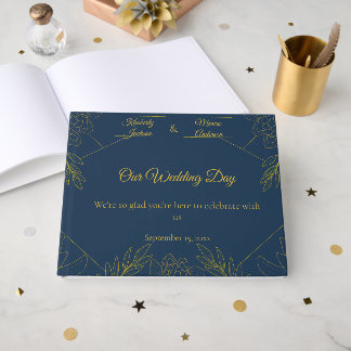 Livro De Visitas Casamento Elegância Dourada