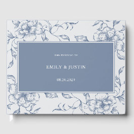 Livro De Visitas Casamento Elegante Azul-Dusty Floral