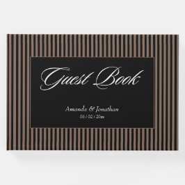 Livro De Visitas Casamento Elegante Black and Brown Stripes