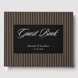 Livro De Visitas Casamento Elegante Black and Brown Stripes