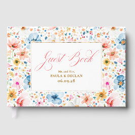 Livro De Visitas Casamento Elegante Boho Aquarela Flores Silvestres