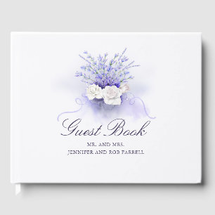 Livro De Visitas Casamento Elegante De Aquarela Do Lavanda