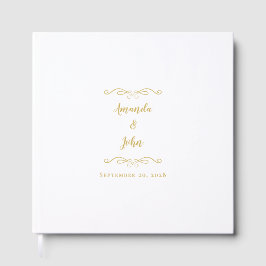 Livro De Visitas Casamento Elegante de Caligrafia Dourada Minimalis