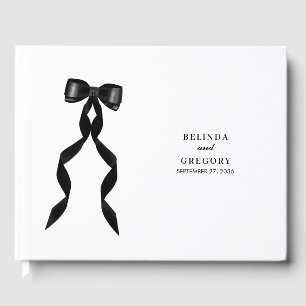 Livro De Visitas Casamento Elegante de Fita Arco Negra Formal