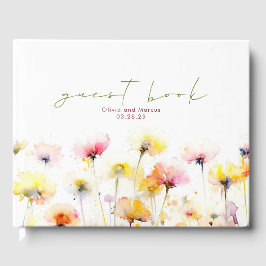 Livro De Visitas Casamento Elegante de Flores Selvagens