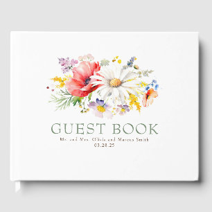 Livro De Visitas Casamento Elegante de Flores Selvagens