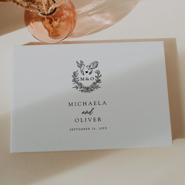 Livro De Visitas Casamento Elegante De Manuscritos Botânicos Minima (Criador carregado)