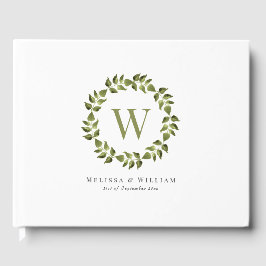 Livro De Visitas Casamento Elegante de Monograma Folha de Ferro Ver