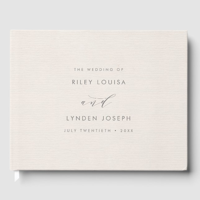 Livro De Visitas Casamento elegante de papel rosa com textura falsa (Frente)