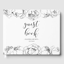 Livro De Visitas Casamento elegante de peões negros e brancos