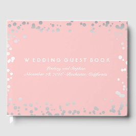 Livro De Visitas Casamento Elegante De Silver Confetti Rosa Blush
