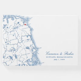 Livro De Visitas Casamento Elegante Do Mapa De Massachusetts