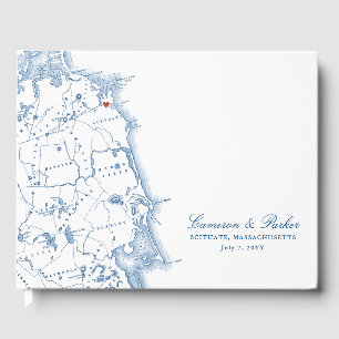 Livro De Visitas Casamento Elegante Do Mapa De Massachusetts