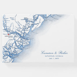 Livro De Visitas Casamento Elegante do Mapa de Savannah Georgia