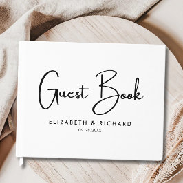 Livro De Visitas Casamento Elegante e Moderno em Preto e Branco