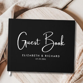 Livro De Visitas Casamento Elegante e Moderno em Preto e Branco