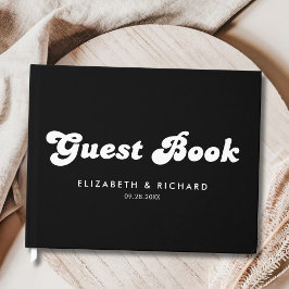 Livro De Visitas Casamento Elegante e Retrô em Preto e Branco