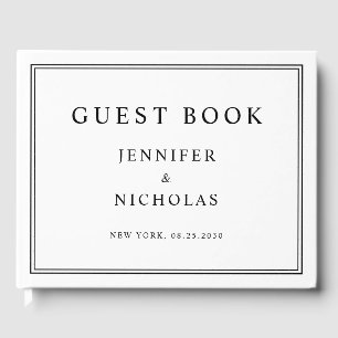 Livro De Visitas Casamento Elegante em Preto e Branco