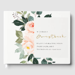 Livro De Visitas Casamento Elegante Eucalyptus Blush Rosa Rosa