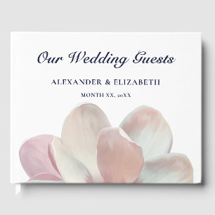 Livro De Visitas Casamento Elegante Magnólia Rosa e Branco