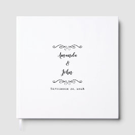 Livro De Visitas Casamento Elegante Minimalista de Caligrafia Branc