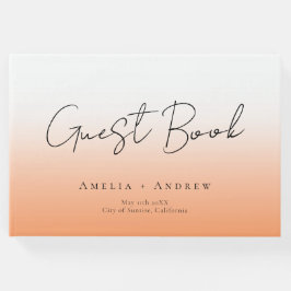 Livro De Visitas Casamento Elegante Mínimo de Script Peach Orange F