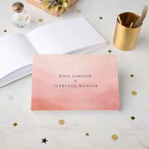 Livro De Visitas Casamento Elegante Moderno de Coral Costeiro Chic