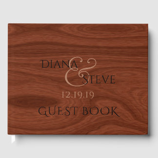 Livro De Visitas Casamento elegante | Padrão Rustic Wood Grain