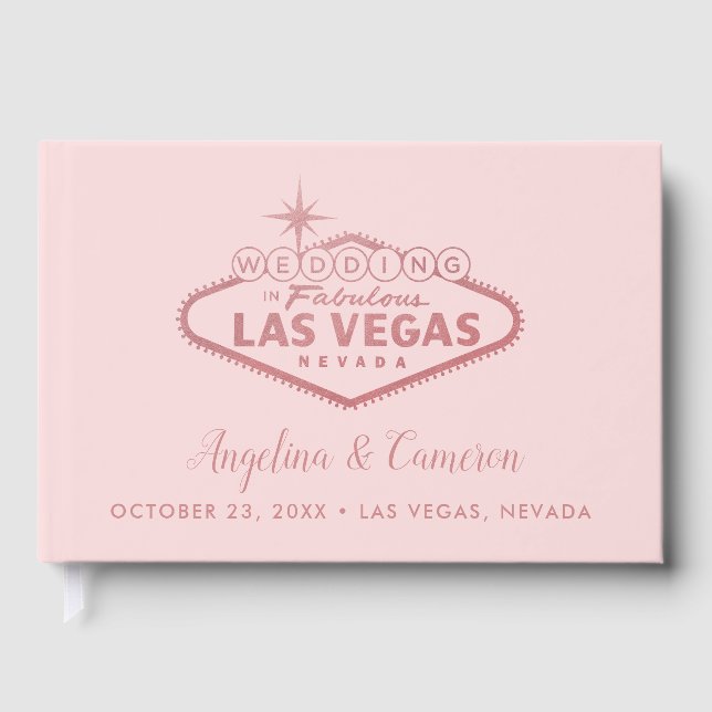 Livro De Visitas Casamento Elegante Rosa Dourado Rosa Las Vegas (Frente)