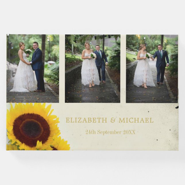 Livro De Visitas Casamento Elegante Russo de Girassol (Frente)