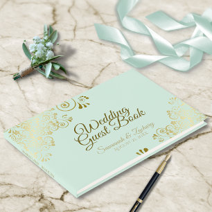 Livro De Visitas Casamento Elegante Verde de Neo Mint