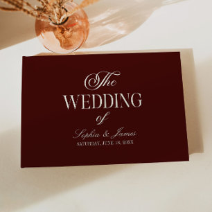 Livro De Visitas Casamento Elegante Vintage Marfim Burgundy Escuro