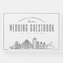 Livro De Visitas Casamento Em Boston | Skyline Moderno Deco