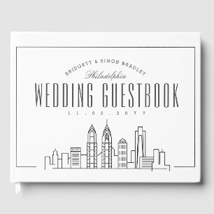 Livro De Visitas Casamento Em Filadélfia Linha do Skyline Moderna
