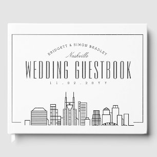 Livro De Visitas Casamento Em Nashville   Linha do Skyline Moderna 