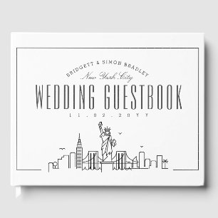 Livro De Visitas Casamento Em Nova Iorque Skyline Moderno Deco