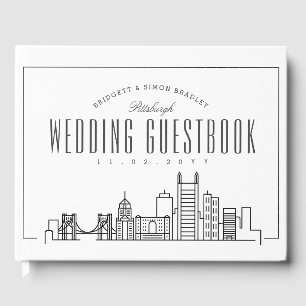 Livro De Visitas Casamento Em Pittsburgh Linha do Skyline Moderna