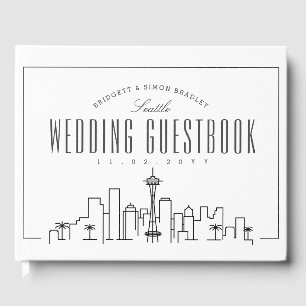 Livro De Visitas Casamento Em Seattle Linha do Skyline Moderna De