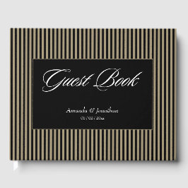 Livro De Visitas Casamento entre Black e Green Stripes Elegante