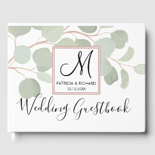 Livro De Visitas Casamento Eucalyptus Monogrammed