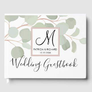 Livro De Visitas Casamento Eucalyptus Monogrammed