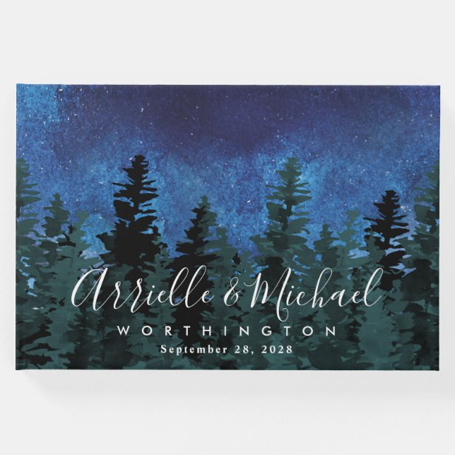 Livro De Visitas Casamento Evergreen Russo Da Pine Trees (Frente)