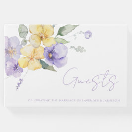 Livro De Visitas Casamento Floral Amarelo-lavanda Roxo-Sol