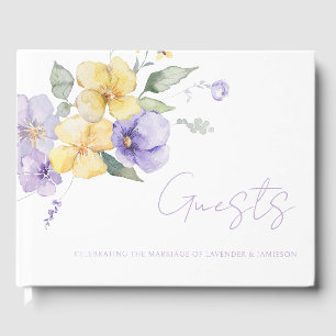 Livro De Visitas Casamento Floral Amarelo-lavanda Roxo-Sol