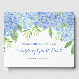 Livro De Visitas Casamento Floral Azul Hydrangea